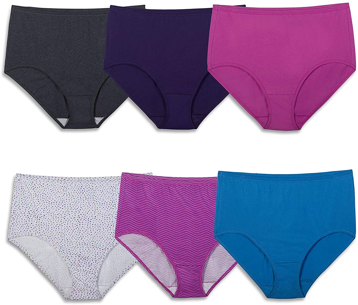 Fruit of the Loom Women's Comfortable Cotton Underwear 6-Pack - Breathable Full Coverage Briefs for Everyday Wear & Lounge