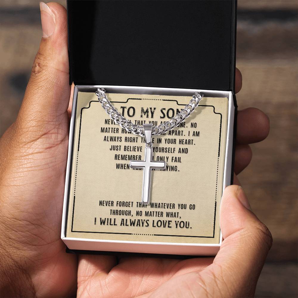 Cross Necklace for Son - Meaningful Gift from Mom | Religious Jewelry for Boys, Teens & Men - Perfect for Birthdays, Graduation & Special Occasions