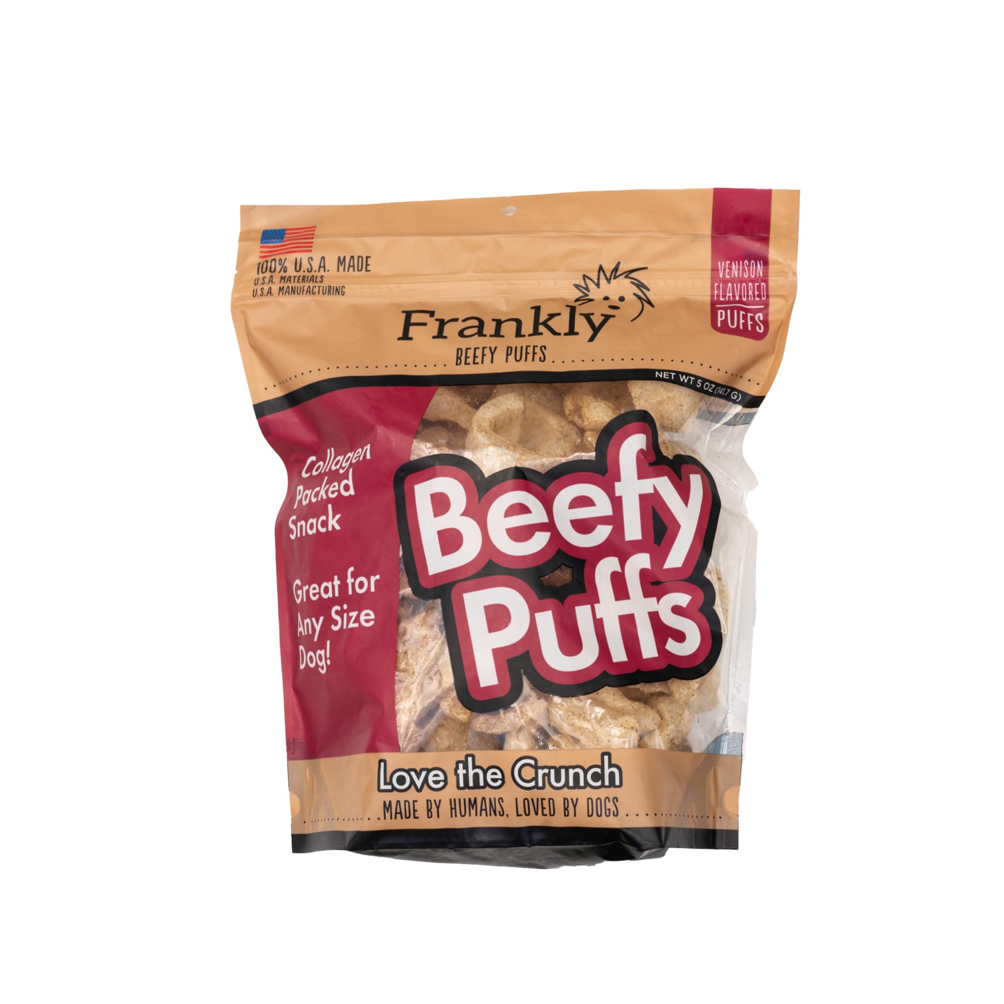 Frankly Beefy Puffs - Premium Venison Flavored Dog Treats for Training, Rewards & Healthy Snacking | Grain-Free, High-Protein | Ideal for Outdoor Adventures & Indoor Playtime