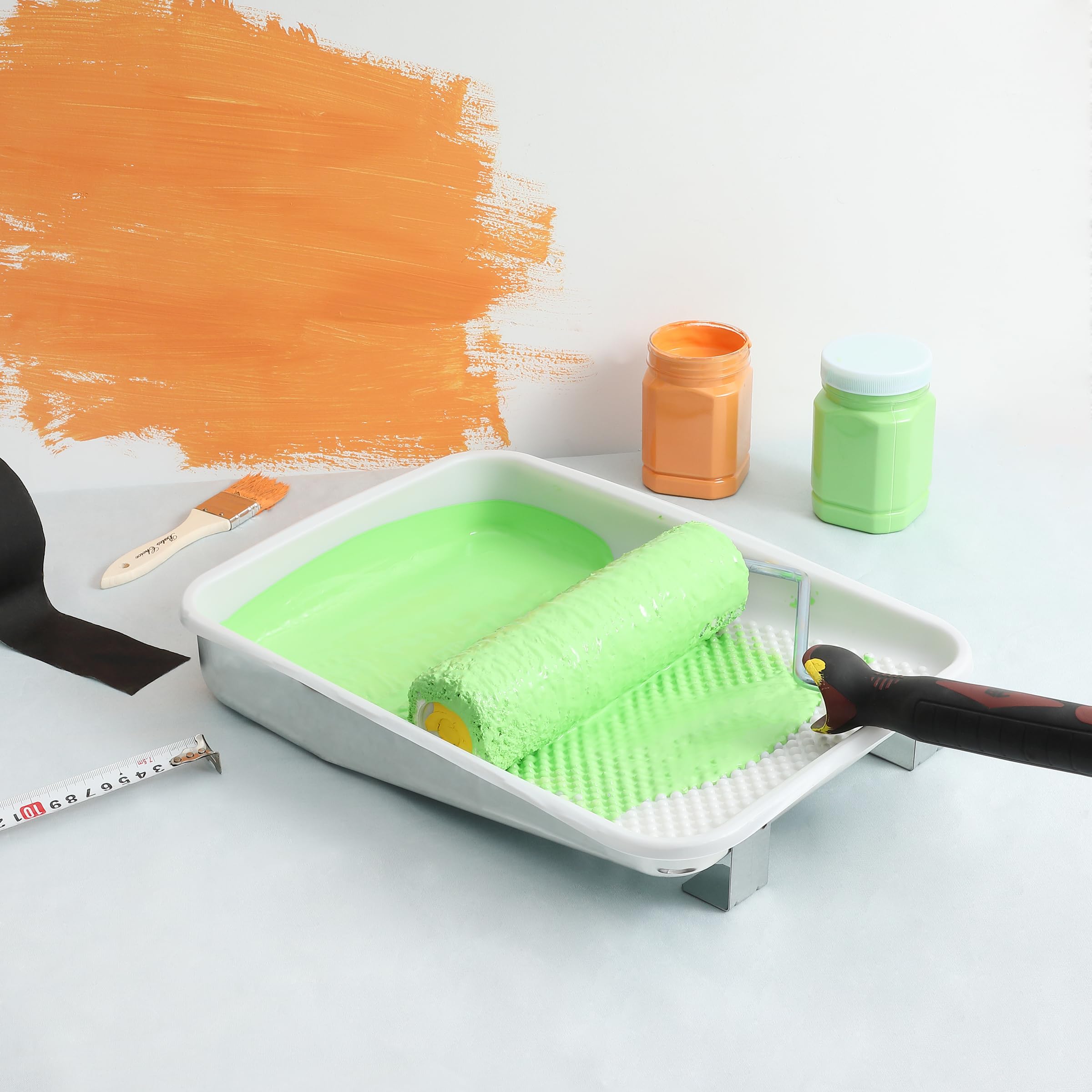 Bates 9 Inch Paint Tray Liner Set - 1 Metal Paint Tray with 20 Disposable Plastic Liners for Walls, Ceilings & DIY Projects - Paint Roller Accessories for Professional & Home Painting