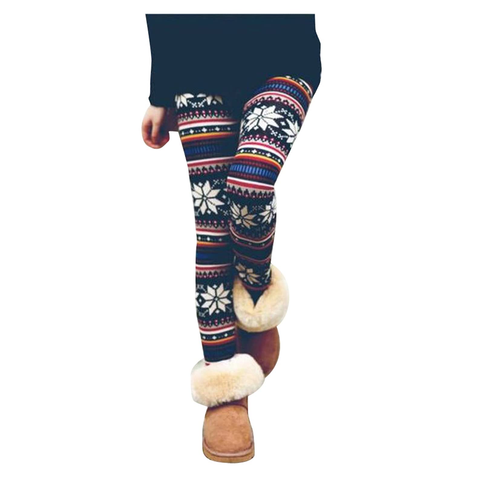 Smileyth Women's Christmas Print Skinny Leggings - Elastic Waist Stretchy Jeggings for Yoga, Running & Fitness - Holiday Workout Pants for Gym, Travel & Casual Wear