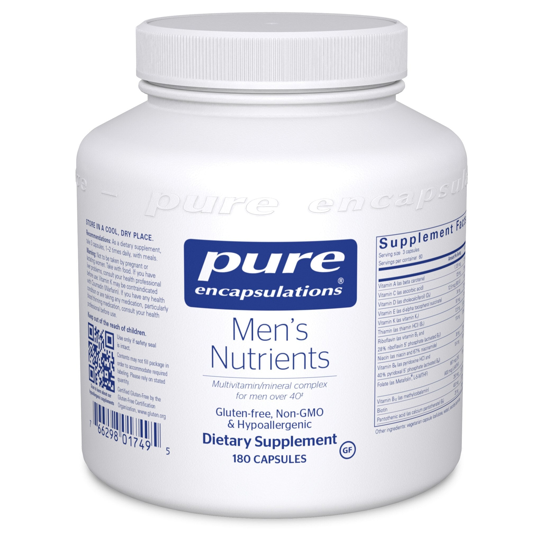 Pure Encapsulations Men's Multivitamin - Premium Daily Supplement for Men's Health & Vitality - Supports Energy, Immunity & Prostate Health - Ideal for Active Lifestyles & Fitness Enthusiasts