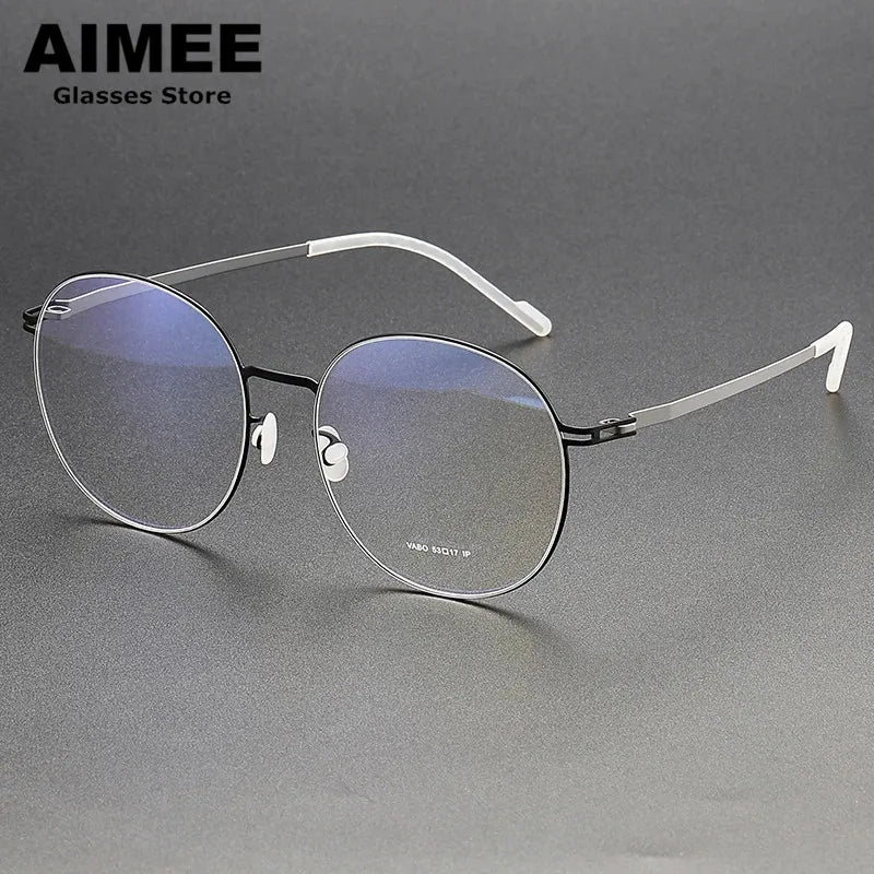 Aimee Women's Full Rim Round Screwless Stainless Steel Eyeglasses Frame 19136 - Lightweight & Durable Glasses for Work, Reading & Fashion