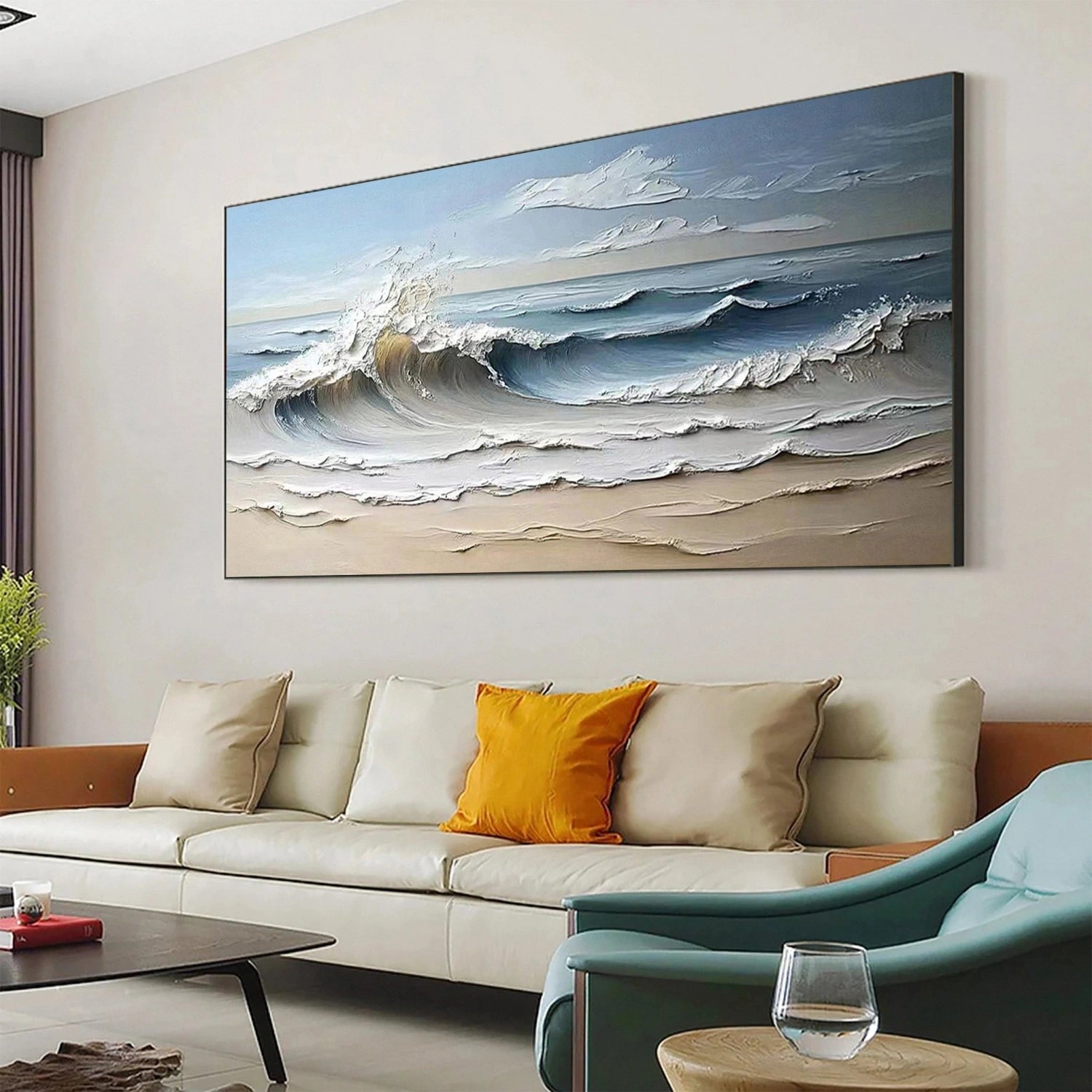 Ocean and Sky Painting #OS 240 - Stunning Handmade Wall Art for Home & Office Decor - Perfect for Living Room, Bedroom or Gift