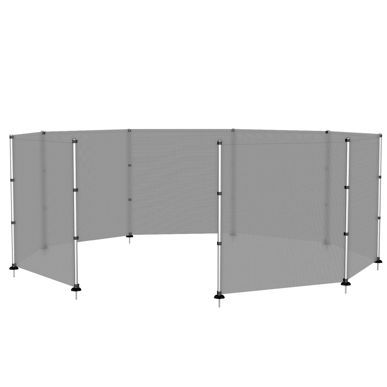 TANG Outdoor Privacy Fence - 4'x24' Grey Pool Safety Barrier with Poles for Inground Pools, Decks & Dog Fencing | Durable Concrete Deck Installation for Backyard & Patio Privacy