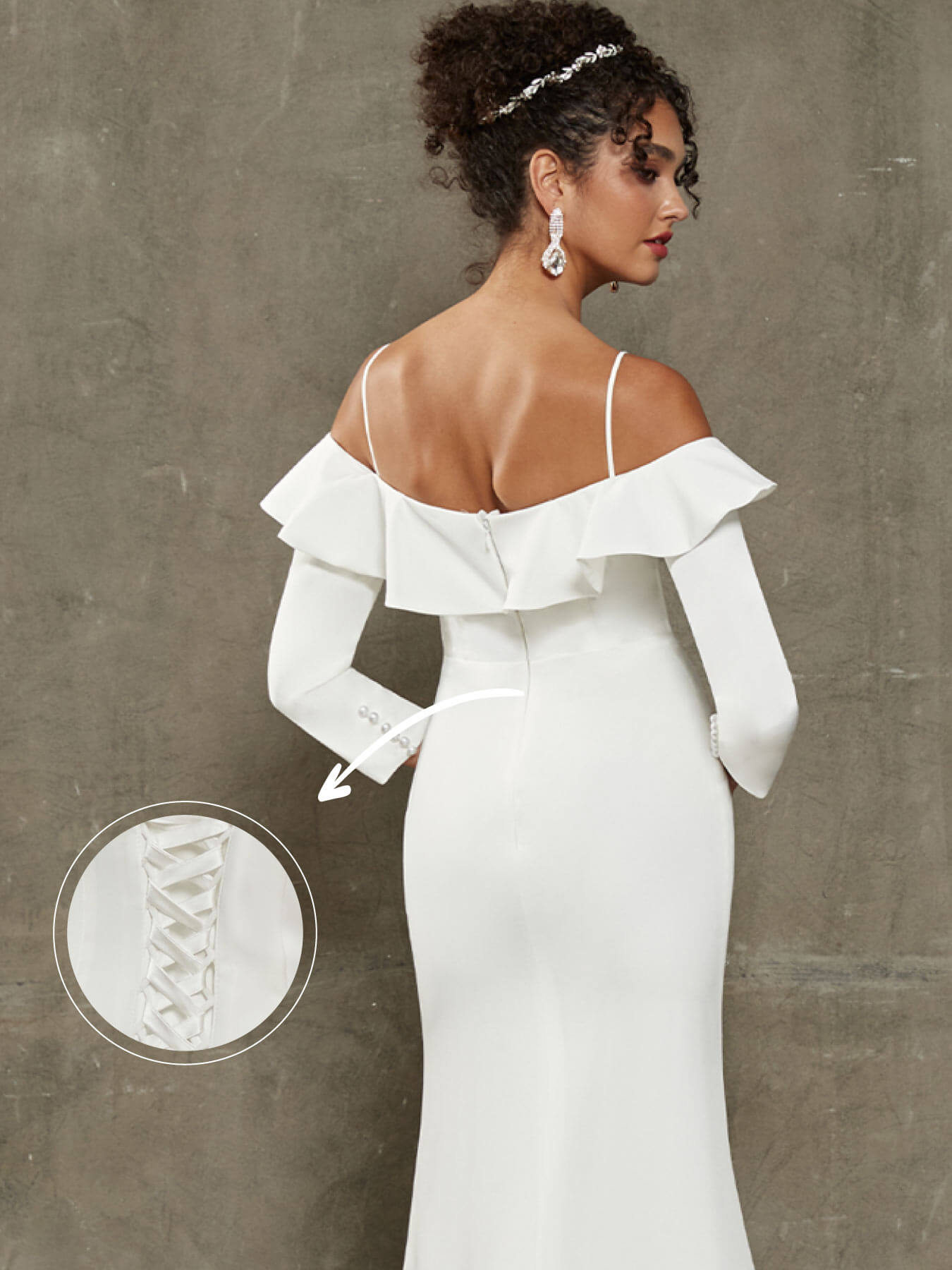 Elegant Double FDY Ruffled Off-Shoulder Mermaid Wedding Dress with Long Train - Perfect for Beach, Church, and Formal Wedding Ceremonies