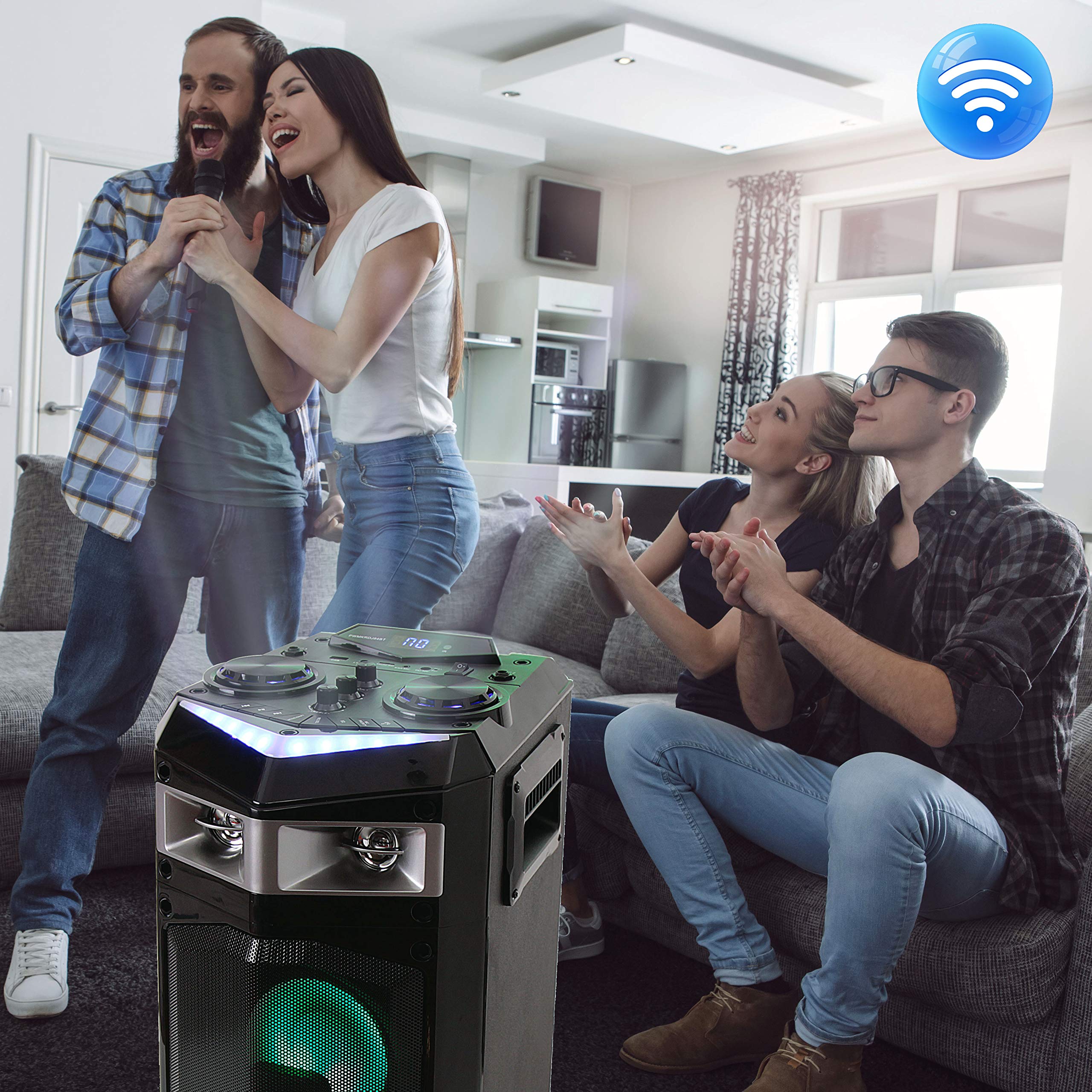Pyle Portable Rechargeable 500W Wireless PA Speaker System with Bluetooth, Microphone, LED DJ Lights, USB/SD/FM/AUX - Perfect for Outdoor Events, Parties, DJ Performances & Public Speaking