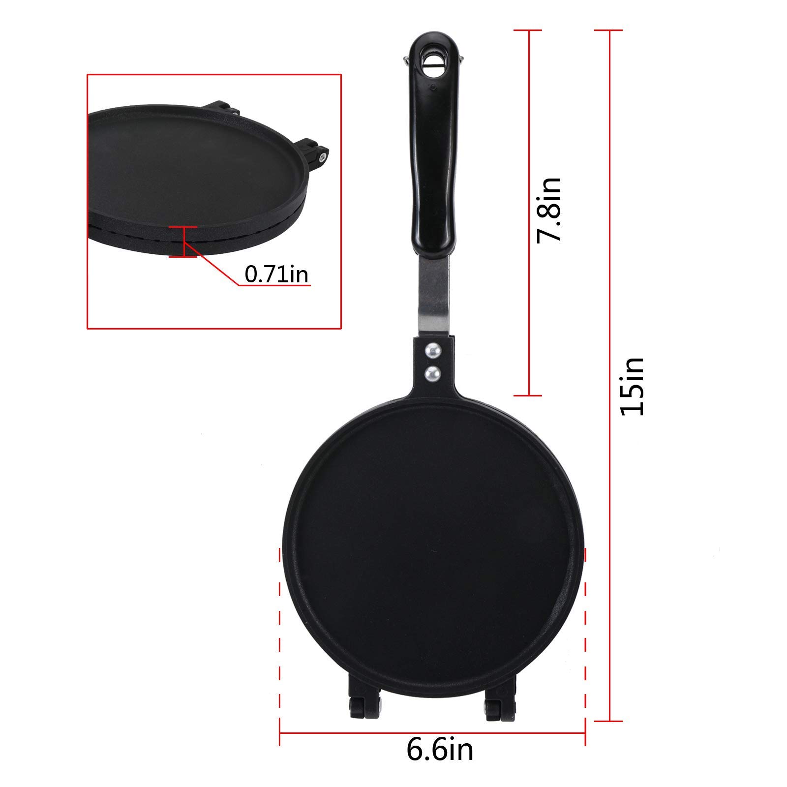 6.7 Inch Non-Stick Waffle Cone Maker - Double Sided Pancake & Egg Roll Iron - Perfect for Homemade Ice Cream Cones, Breakfast Crepes, and Dessert Snacks