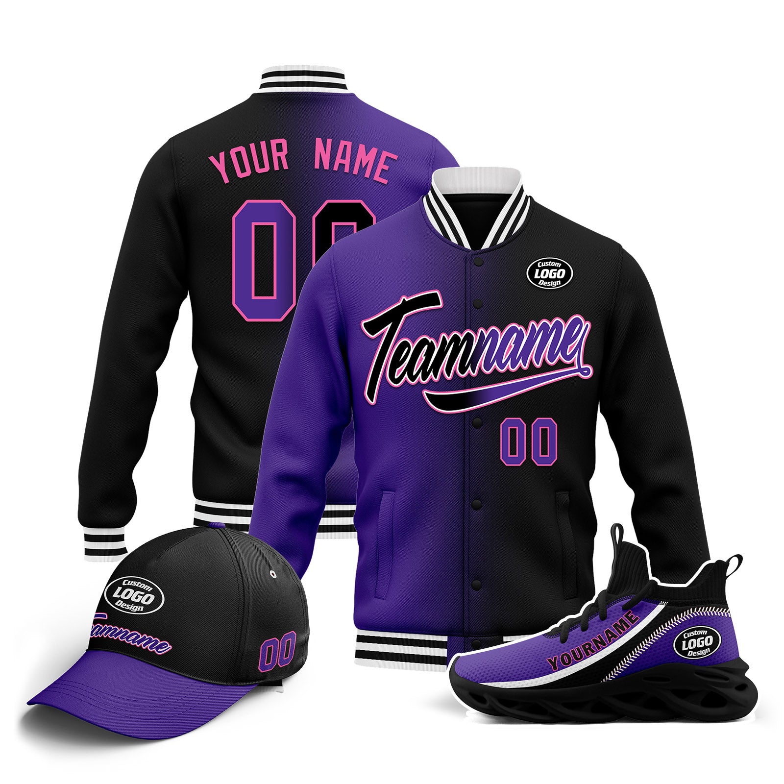 Custom Jacket, MaxSoul Shoes & Hat Combo - Personalized Outfit Set for Men & Women | Perfect for Streetwear, Casual Wear & Gift Giving | D028016-11
