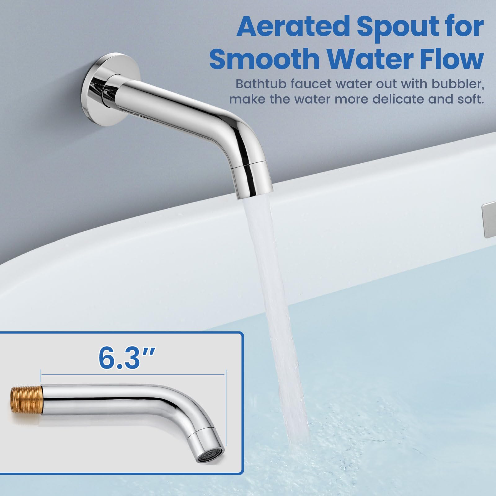 Airuida 8-Inch Round Shower System Set - 3-Function Wall Mount Rain Shower Faucet with 2-Function Handheld & Tub Spout - Chrome Polish Finish for Bathroom & Tub Shower Combo - Perfect for Modern Home & Spa Experience