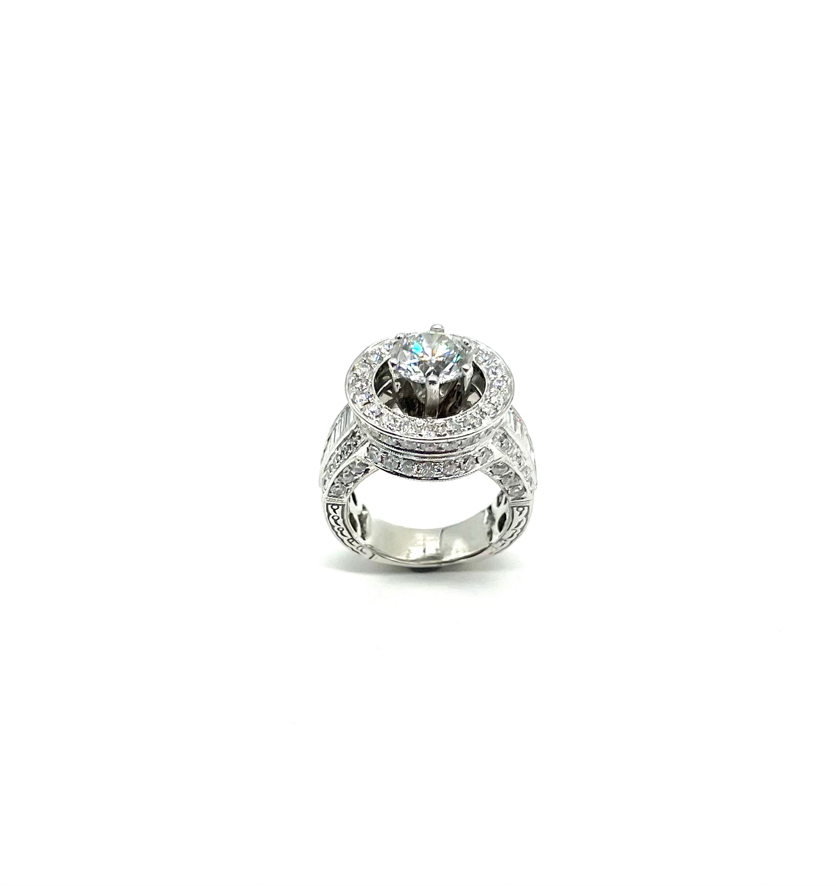 4.50ctw Lab-Created & Natural Diamond Halo Etched Ring - Elegant Wedding Band & Anniversary Gift for Women