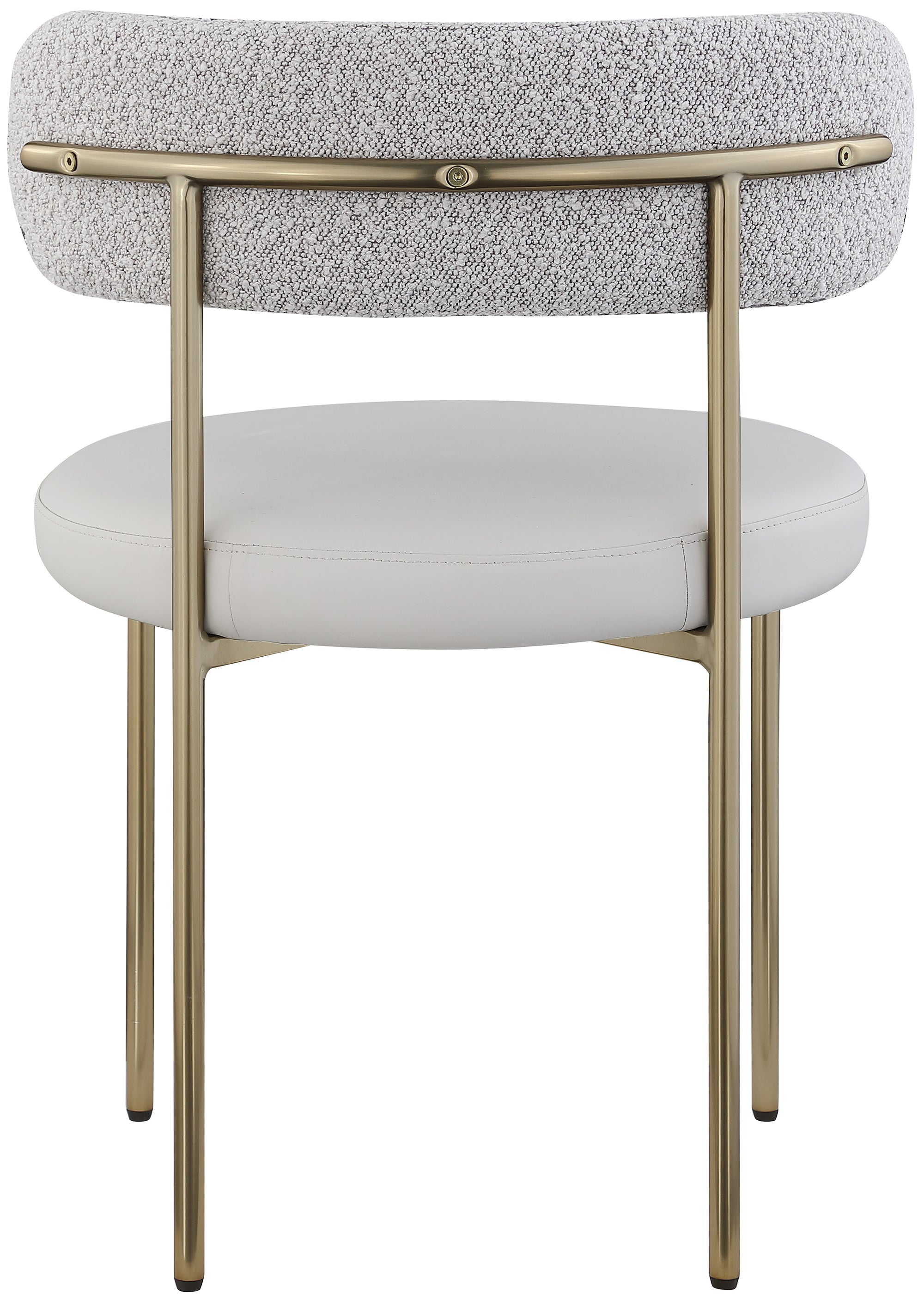 Vegan Leather & Boucle Fabric Dining Chair - Modern Comfortable Kitchen & Dining Room Seating for Home & Office Use