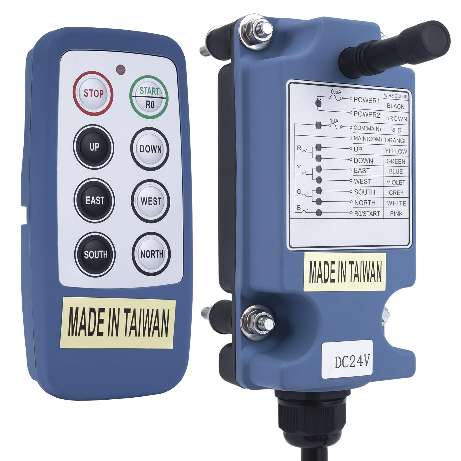 SAGA-L8 Wireless Remote Control Transmitter & Receiver Kit - 6 Channel Mini Industrial Controller for Electric Hoist, Winch, Overhead Crane, Dump Trailer (110V) - Perfect for Construction Sites, Warehouses & Heavy Equipment Operations