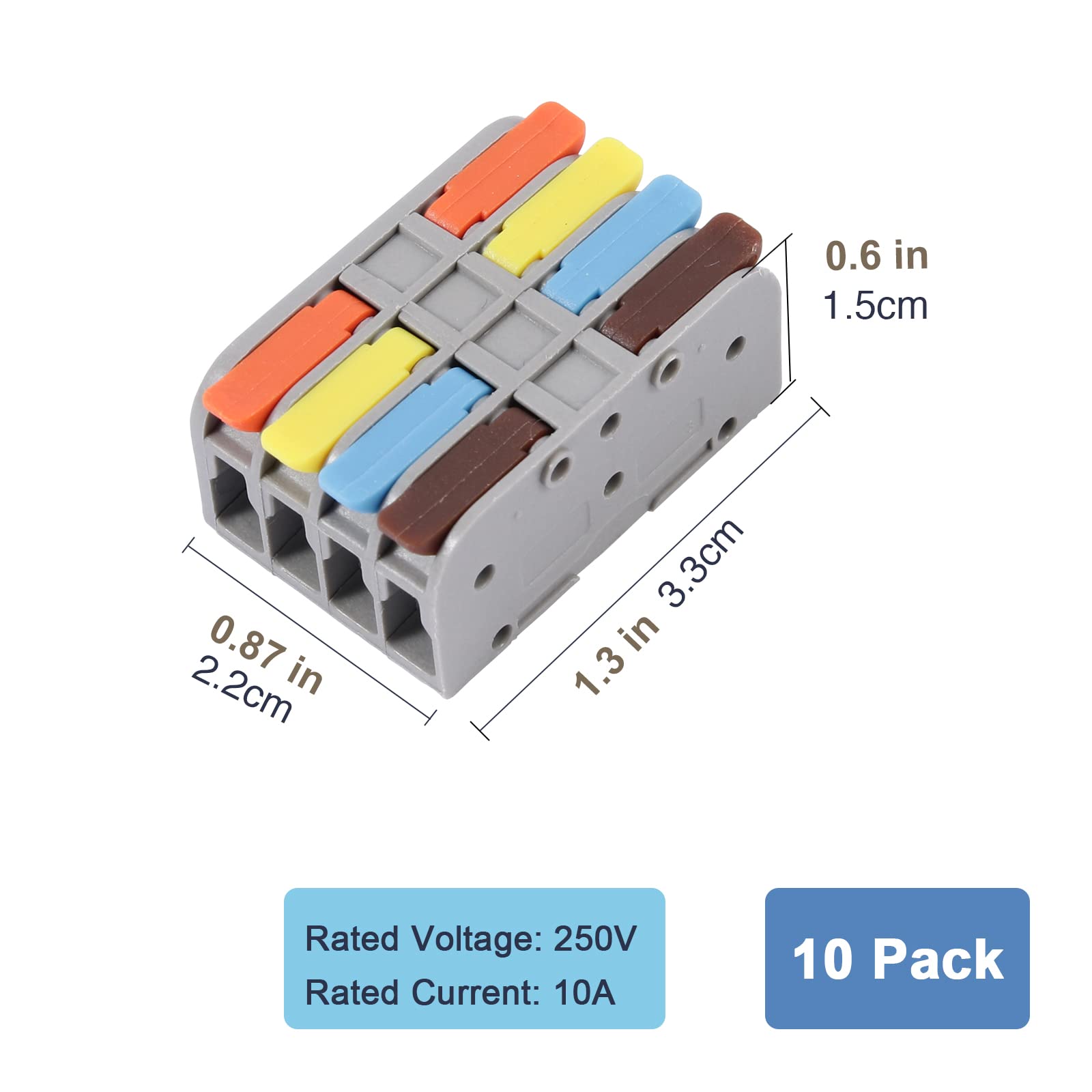 10PCS Lever Wire Connectors - Reusable Push-in Electrical Connectors for AWG 24-12 Wires, Hand Protecting 4 Conductor Terminal Blocks - Perfect for Home Wiring, DIY Projects, and Electrical Repairs