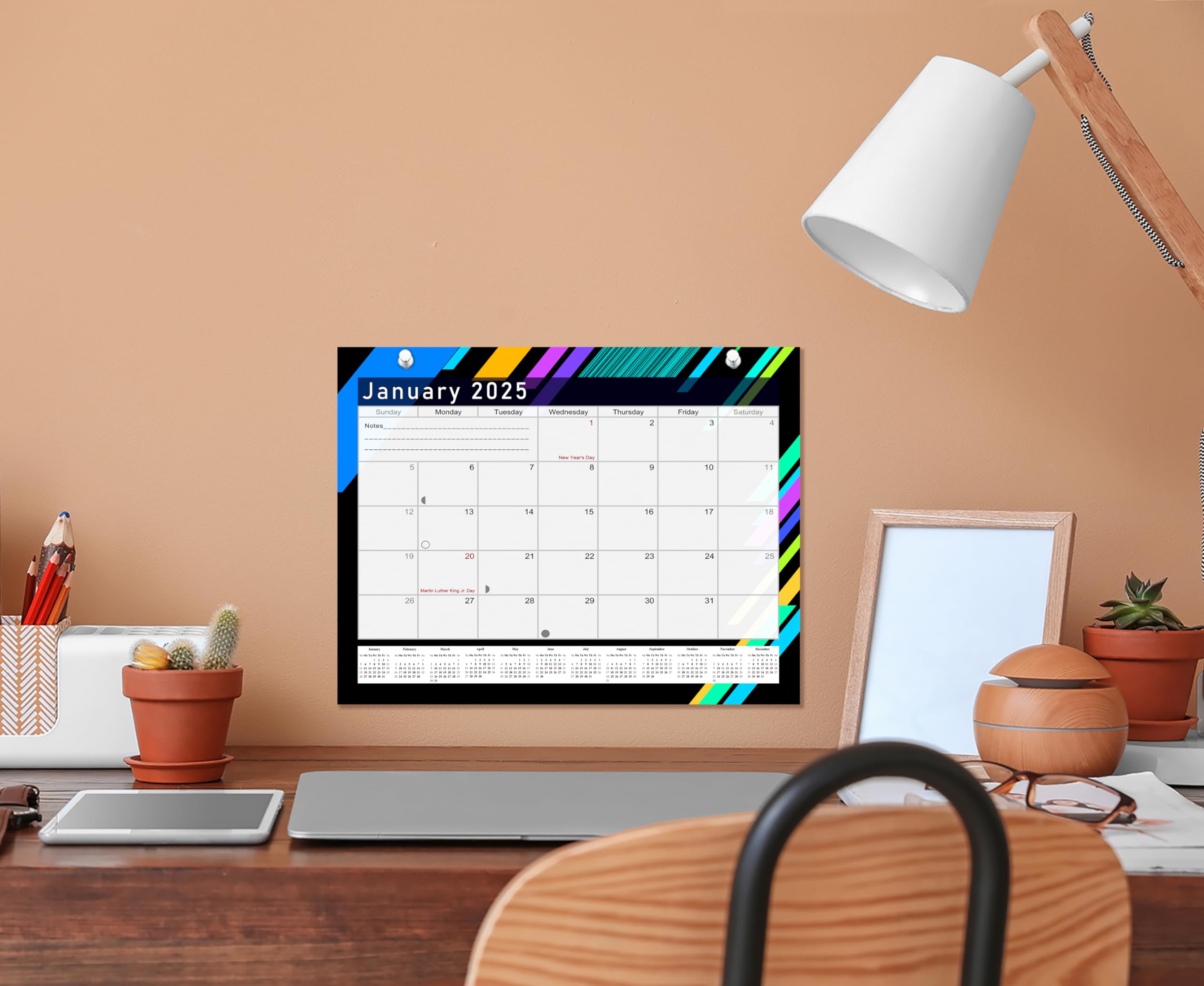 2024-2025 18-Month Magnetic & Desk Calendar - Wall/Desktop Planner with Stickers - Perfect for Office, Home, School & Gift Giving (Edition #13)