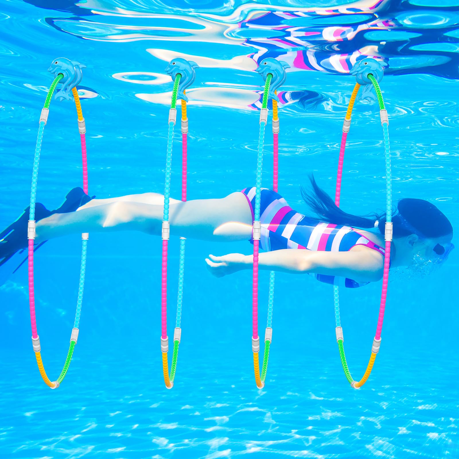 **4-Pack Swim Through Rings Pool Diving Toys for Kids - Fun Underwater Swimming & Floating Hoop Games - Best Water Toys for Boys & Girls Ages 3-12 - Perfect for Pool Parties, Summer Fun & Backyard Play**