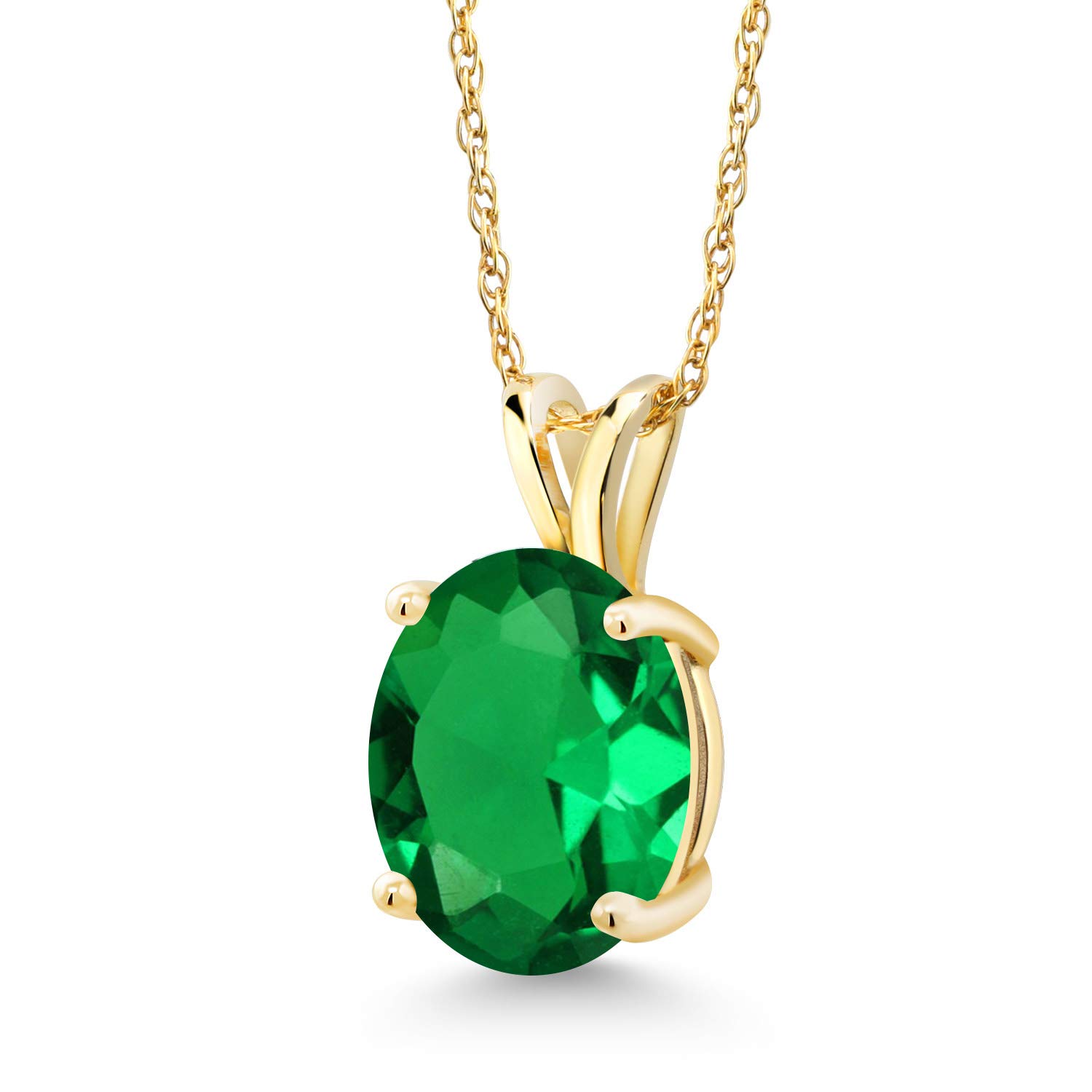 14K Yellow Gold 10X8MM Oval Birthstone Pendant Necklace for Women - 18 Inch Chain | Fine Jewelry Gift for Mom, Wife & Her | Perfect for Birthdays, Anniversaries & Special Occasions | Gem Stone King