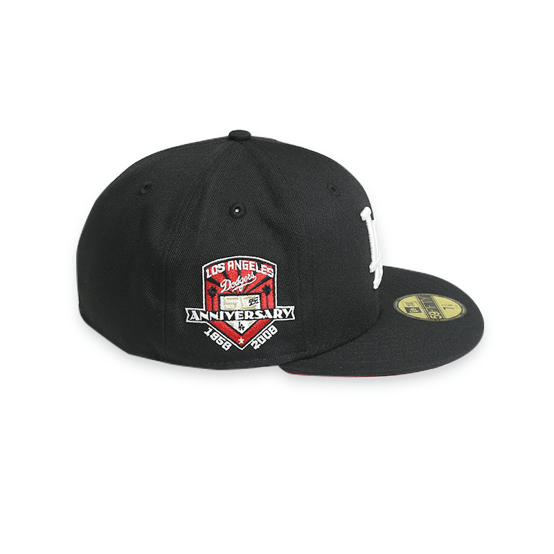Los Angeles Dodgers 50th Anniversary Black 59FIFTY Fitted Hat for Men - Official MLB Baseball Cap for Sports Fans & Streetwear Fashion