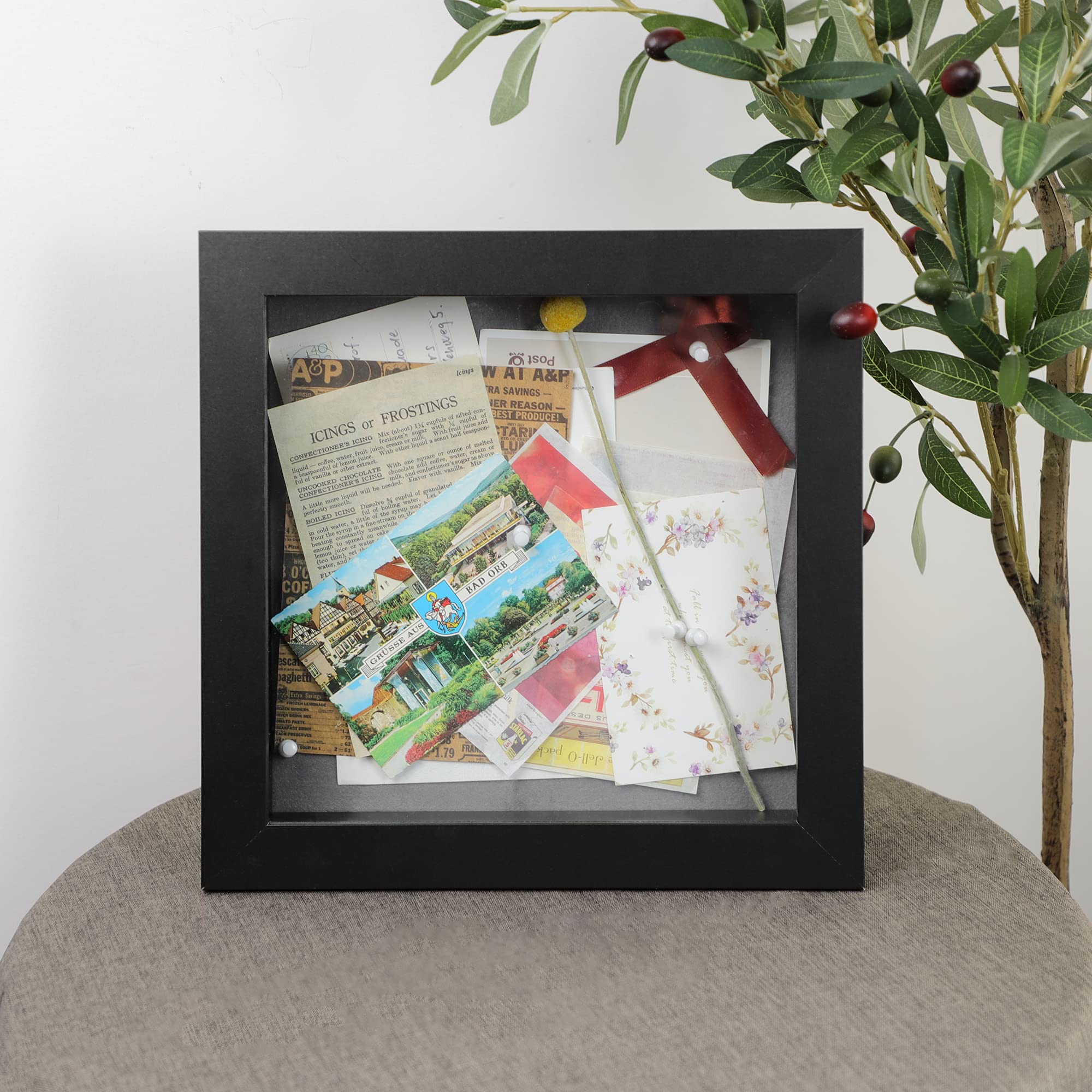 AUEAR 11x11 Shadow Box Frame - Display Box for Art, Memorabilia, Medals, Wedding Keepsakes - Perfect for Showcasing Plane Tickets, Brochures & Collectibles (Black, 4-Pack) - Ideal for Home Decor, Office Display & Gift Giving