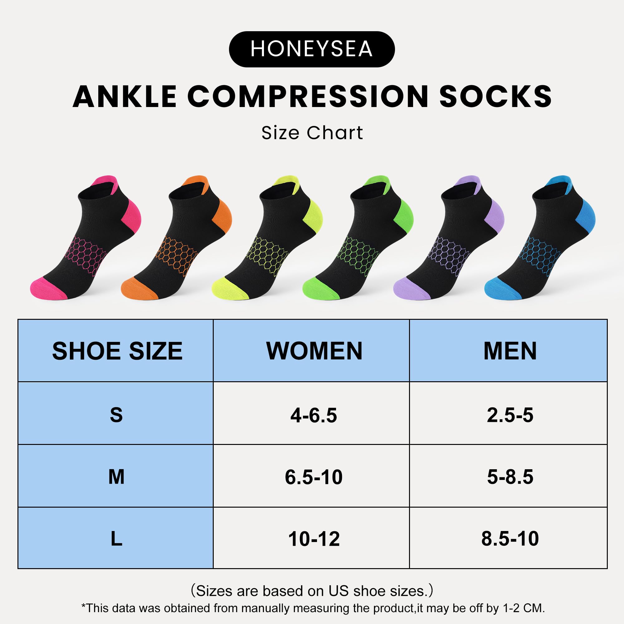 Honeysea Women's Breathable Ankle Socks - 6 Pairs Arch Support for Running & Yoga