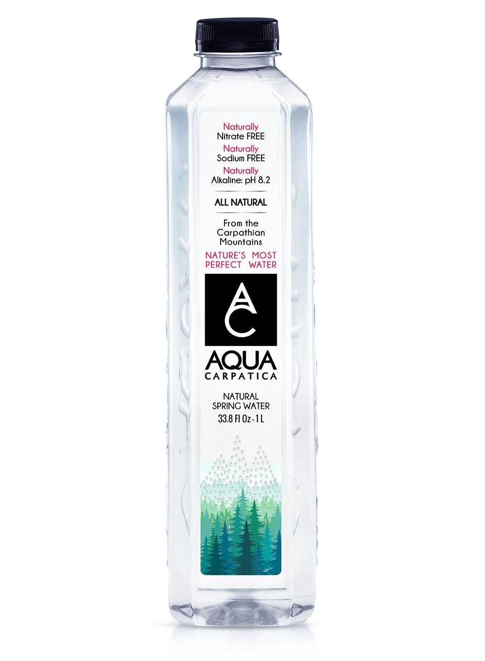 AQUA Carpatica Natural Spring Water with Electrolytes - 1 Liter (33.81 oz) 12 Pack | Artesian Bottled Mineral Water | Perfect for Hydration, Sports & Healthy Lifestyle