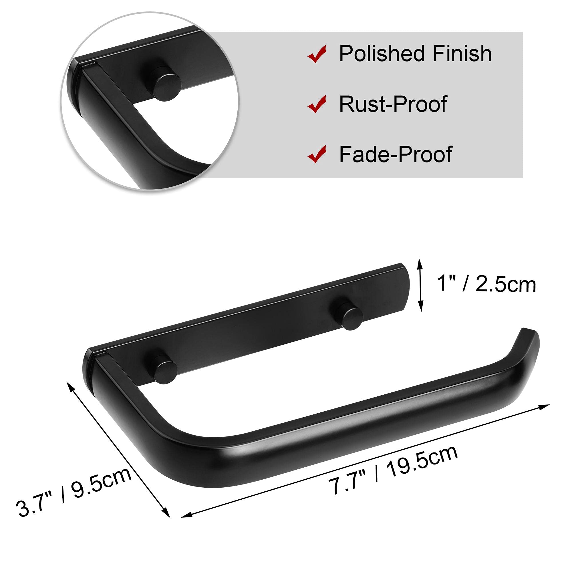 uxcell Wall Mounted Toilet Paper Holder - Aluminum Alloy Bathroom Tissue Dispenser with Waterproof Matte Black Finish for Home, Kitchen & Office Use