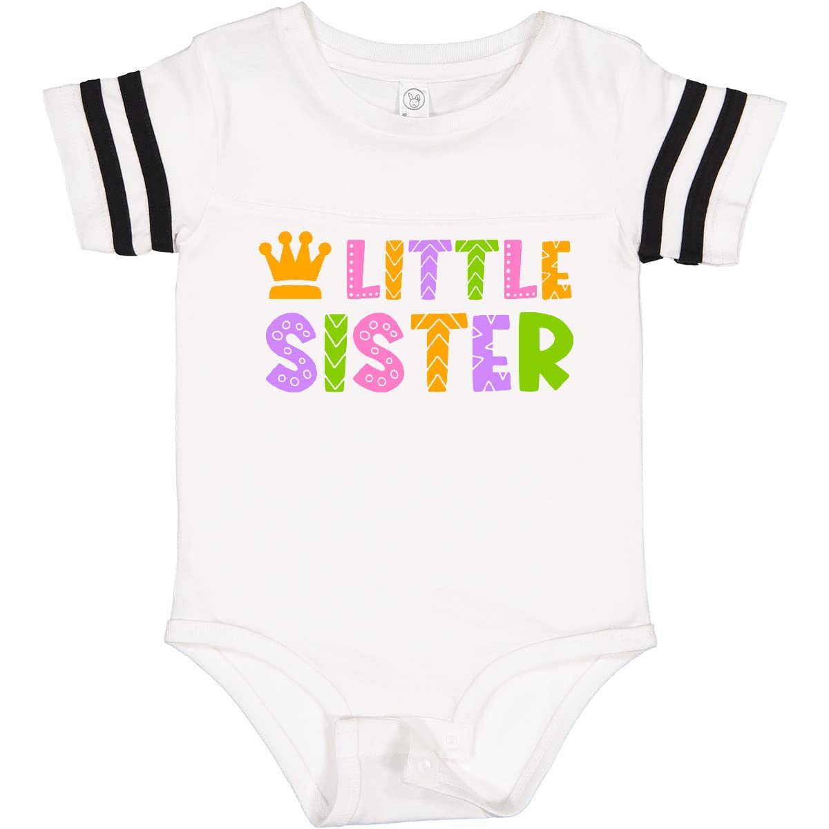 Inktastic Baby Little Sister with Crown Baby Bodysuit - Cute Infant Bodysuit for Newborn Girls, Soft Cotton Onesie for Siblings, Perfect Gift for Baby Showers & Family Photos