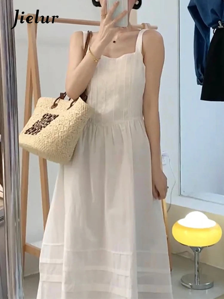Women's White Strapless Summer Dress - Chic Solid Color Sleeveless Slash Neck Beach Dress for Vacation & Party Wear | Perfect for Beach Outings, Pool Parties & Summer Getaways