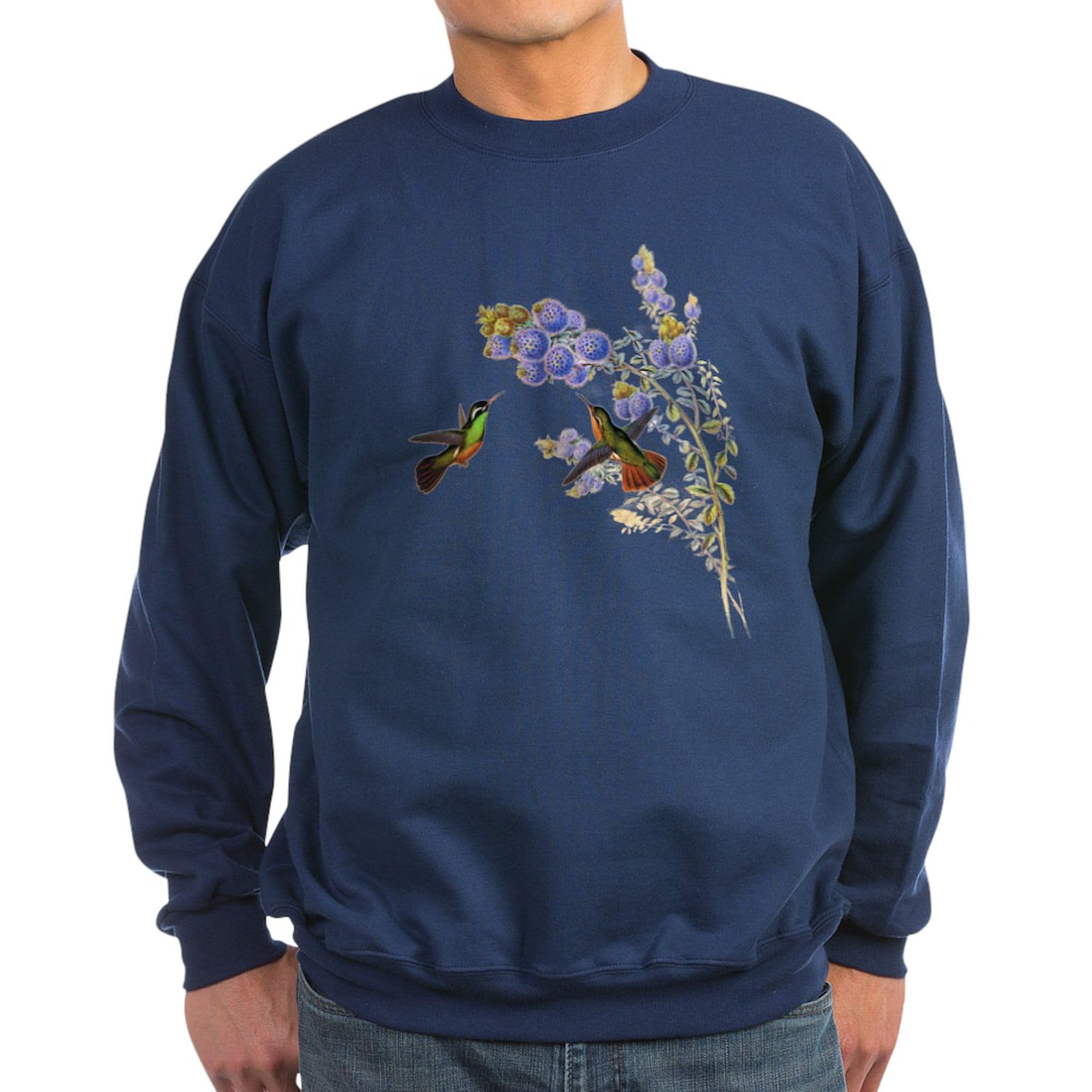 Hummingbirds Sweatshirt for Women & Men - Classic Crew Neck Pullover (Dark) - Soft Cotton Blend Casual Wear for Bird Lovers, Nature Enthusiasts - Perfect for Hiking, Outdoor Activities & Gifts
