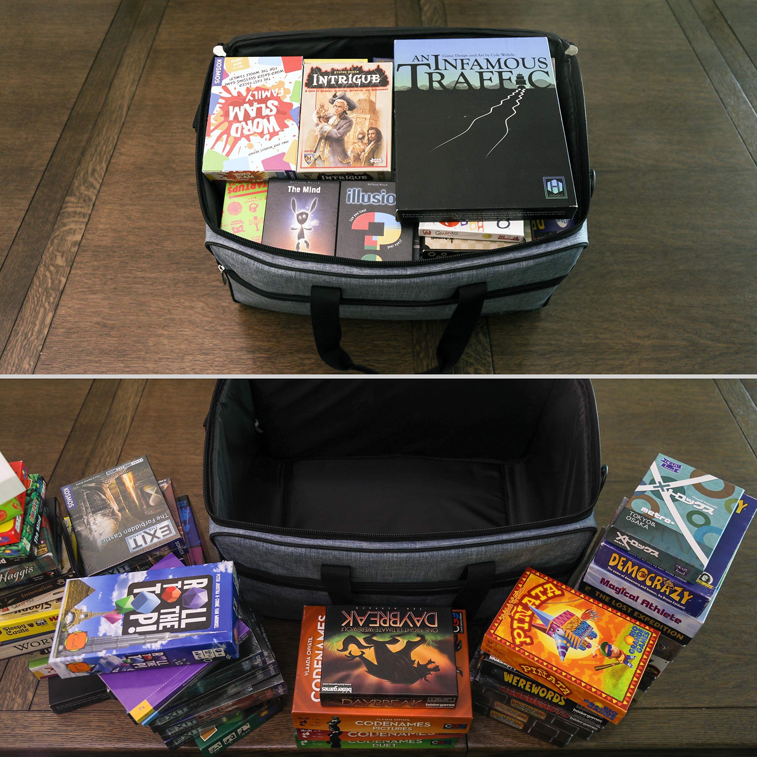 Premium Board Game Bag - Waterproof & Padded Storage Backpack with Adjustable Shoulder Straps & Luggage Slip - Perfect for Travel, Game Nights & Conventions