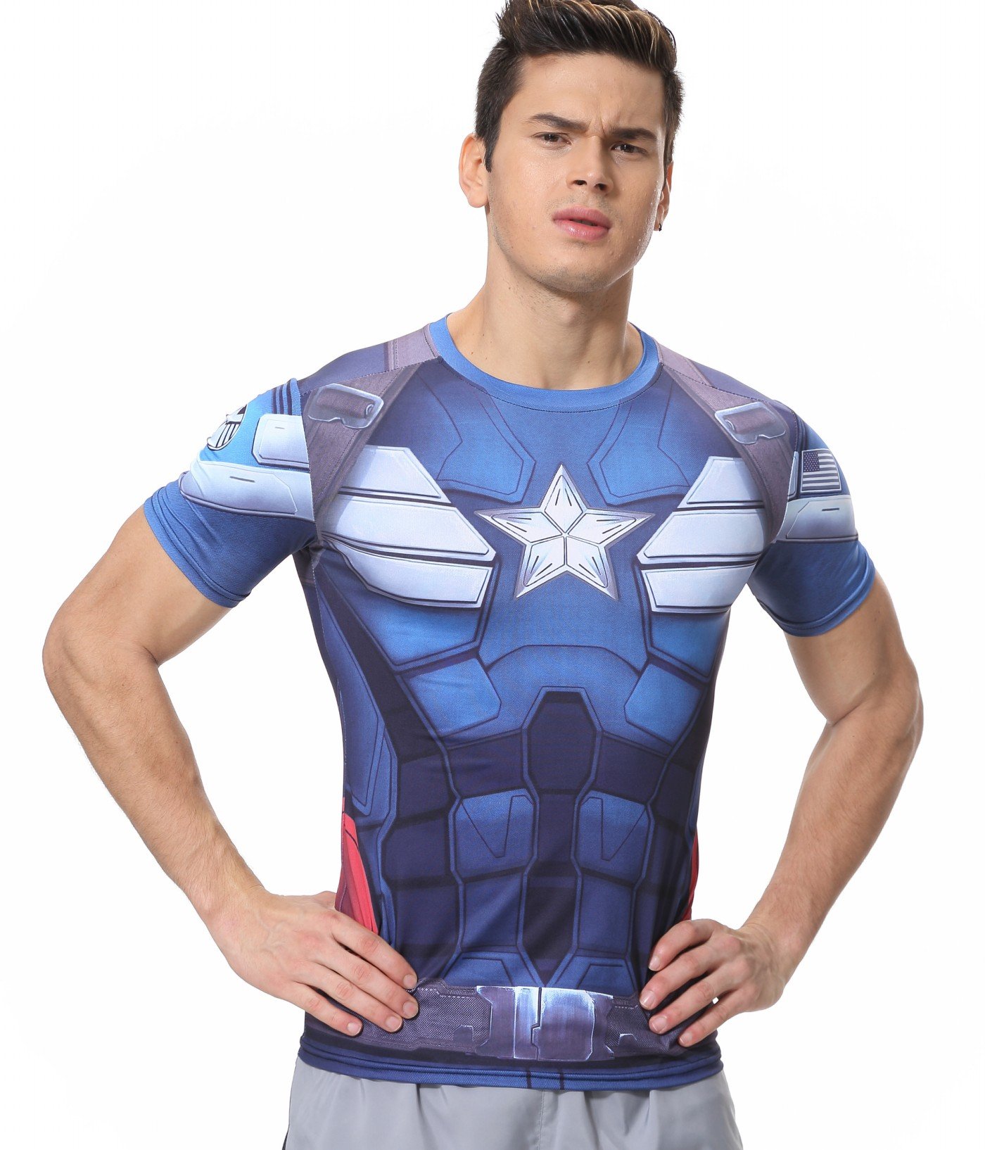 Men's Compression Fitness Shirt - Moisture Wicking Superhero Graphic Workout T-Shirt for Running & Gym Training - Ideal for Sports, Jogging and Active Lifestyle