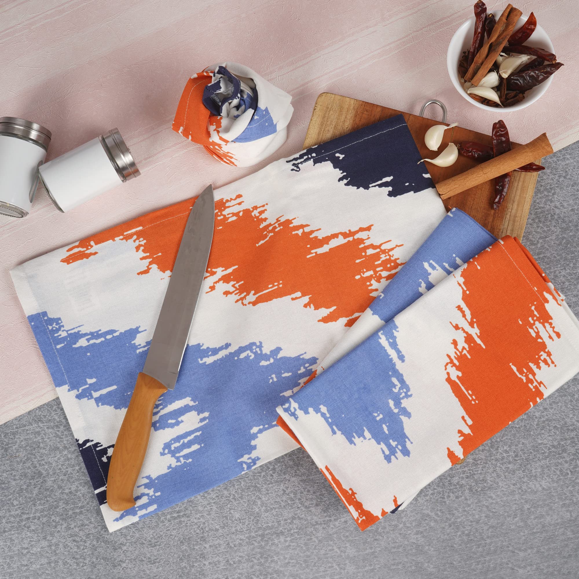 FINGERCRAFT 100% Cotton Kitchen Towels Set of 6 - Super Soft & Absorbent for Cooking & Cleaning