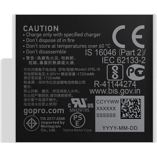 GoPro Enduro Battery for Hero12, Hero11, Hero10, Hero9 (SPBL1B C) - Long-Lasting Replacement Battery for Action Cameras - Perfect for Outdoor Adventures, Vlogging, and Extreme Sports