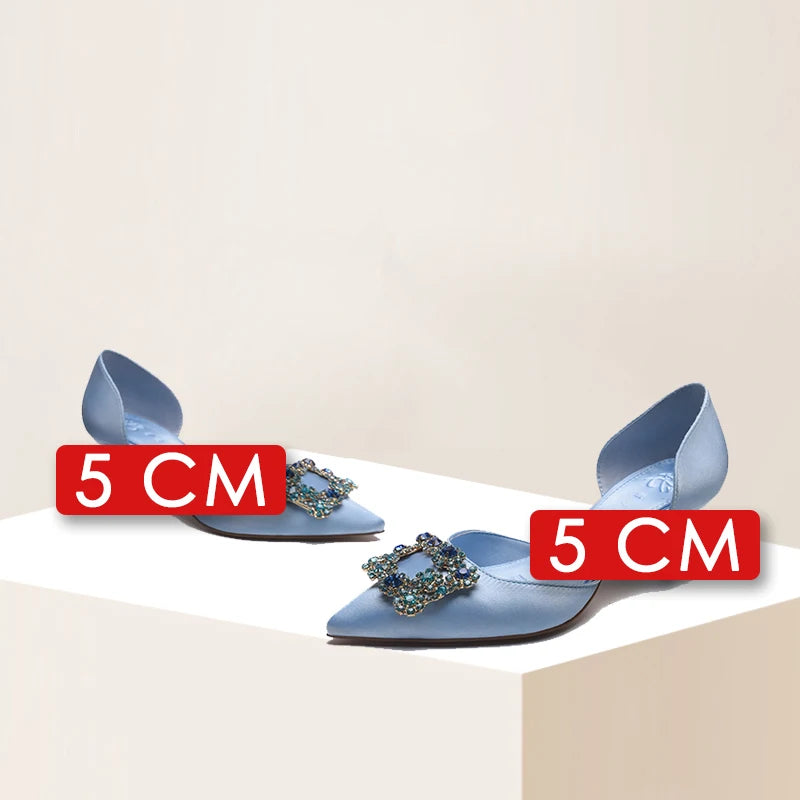 Women's Spring & Autumn Satin Pointed Toe Slip-On Pumps - 5cm Medium Heel for Daily Wear | Office, Party & Wedding Shoes