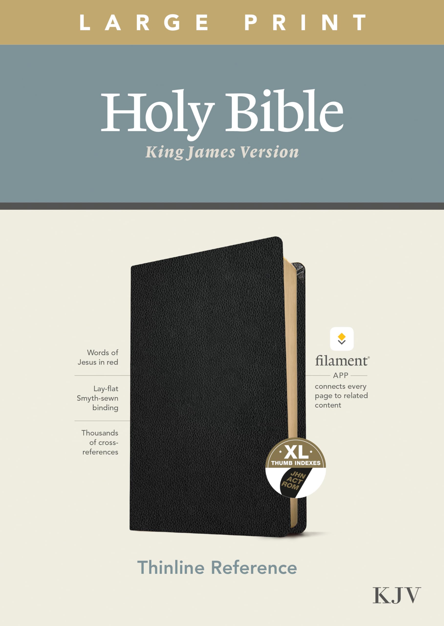 KJV Large Print Thinline Bible - Genuine Leather, Indexed | For Study & Worship