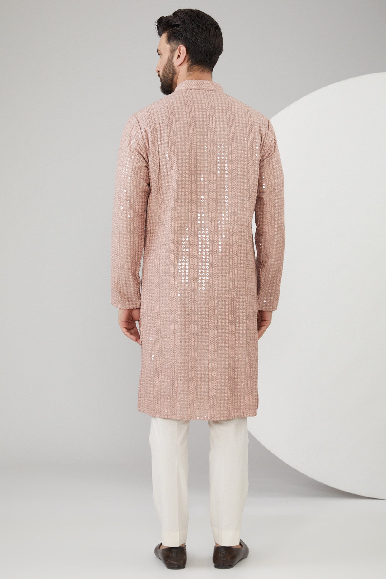 Elegant Mud Pink Slub Silk Thread Embroidered Kurta for Women | Traditional Indian Ethnic Wear | Perfect for Festivals, Weddings & Special Occasions