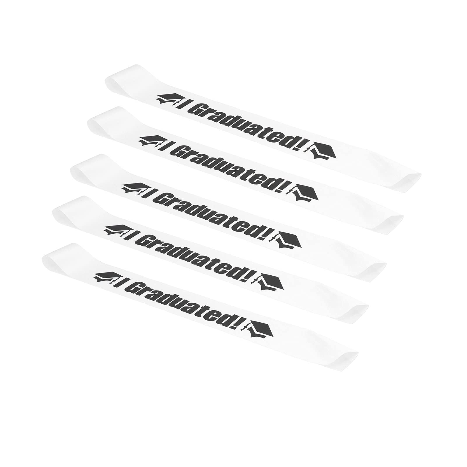 5-Pack Graduation Satin Sashes with Lettering - Elegant Keepsake Accessories for Graduation Ceremonies, Birthday Parties & Special Events (White) - Perfect for Graduates, Teachers & Celebration Decor