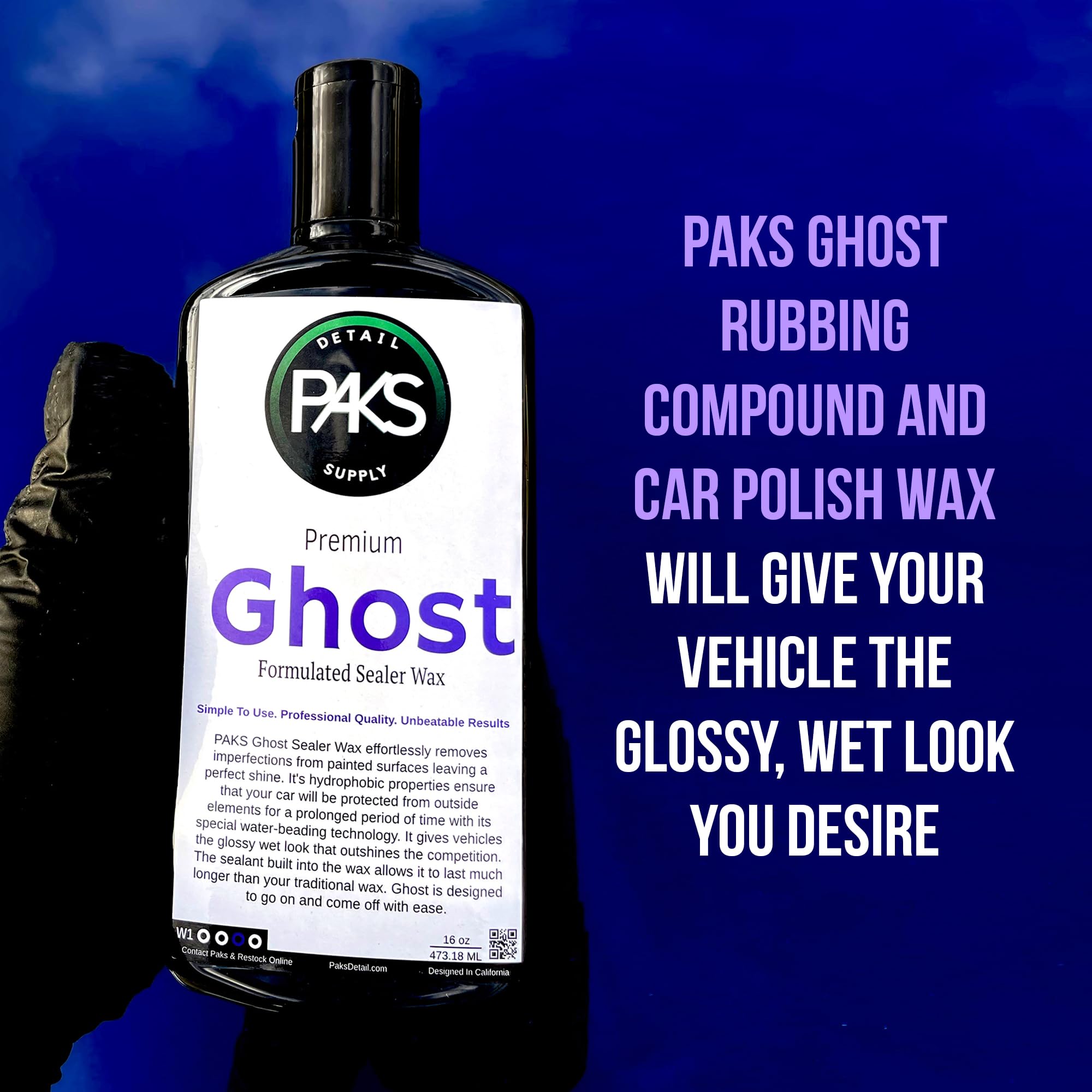 Paks Professional Grade Ghost Synthetic Sealant Auto Wax - 16oz Long Lasting UV Protection Car Paint Sealant & Finnish Enhancer | Perfect for Car Detailing, Showroom Shine & Vehicle Protection