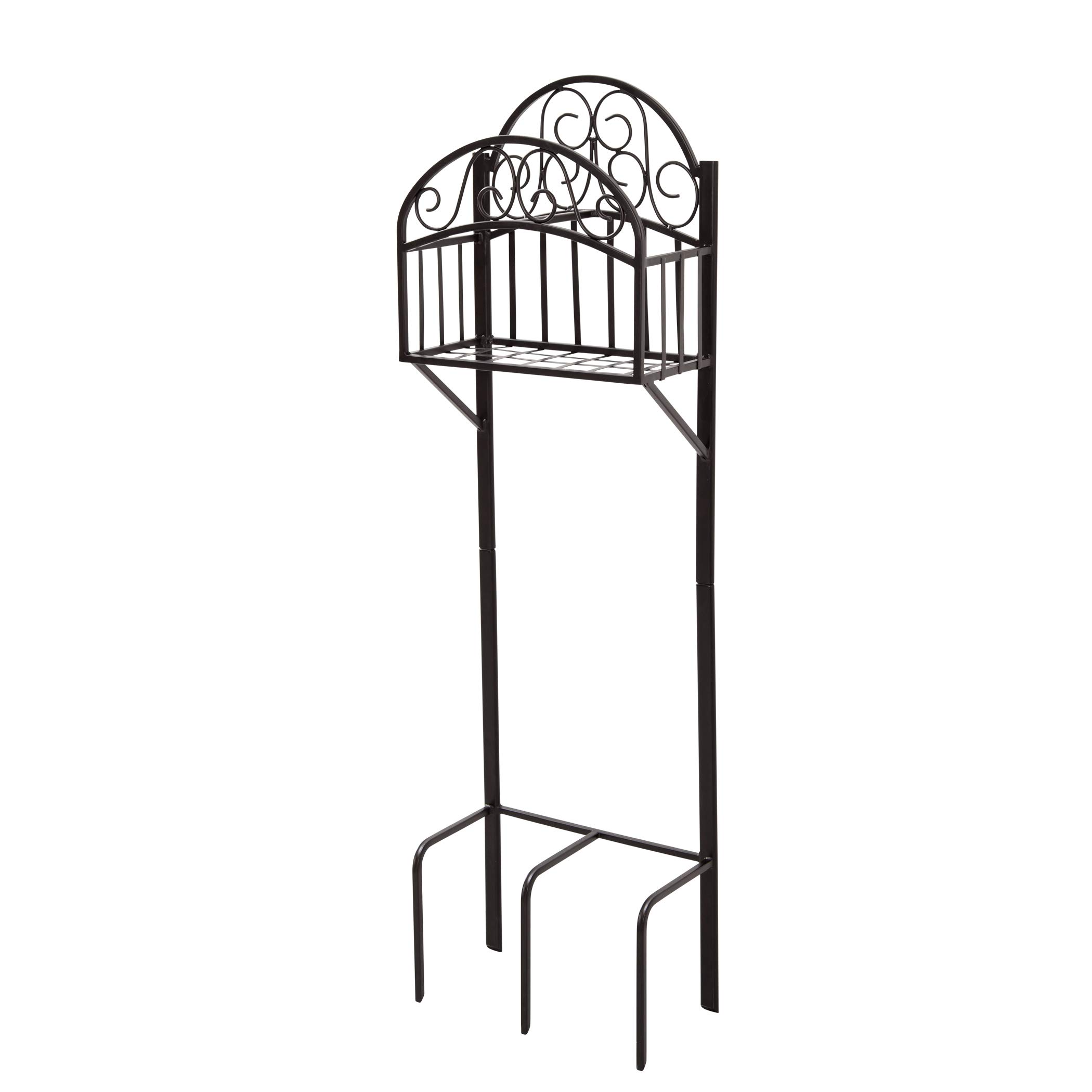 Liberty Garden 119-KD Black Hose Stand with Shelf - Heavy Duty Outdoor Garden Hose Holder for Yard, Lawn, and Patio Use
