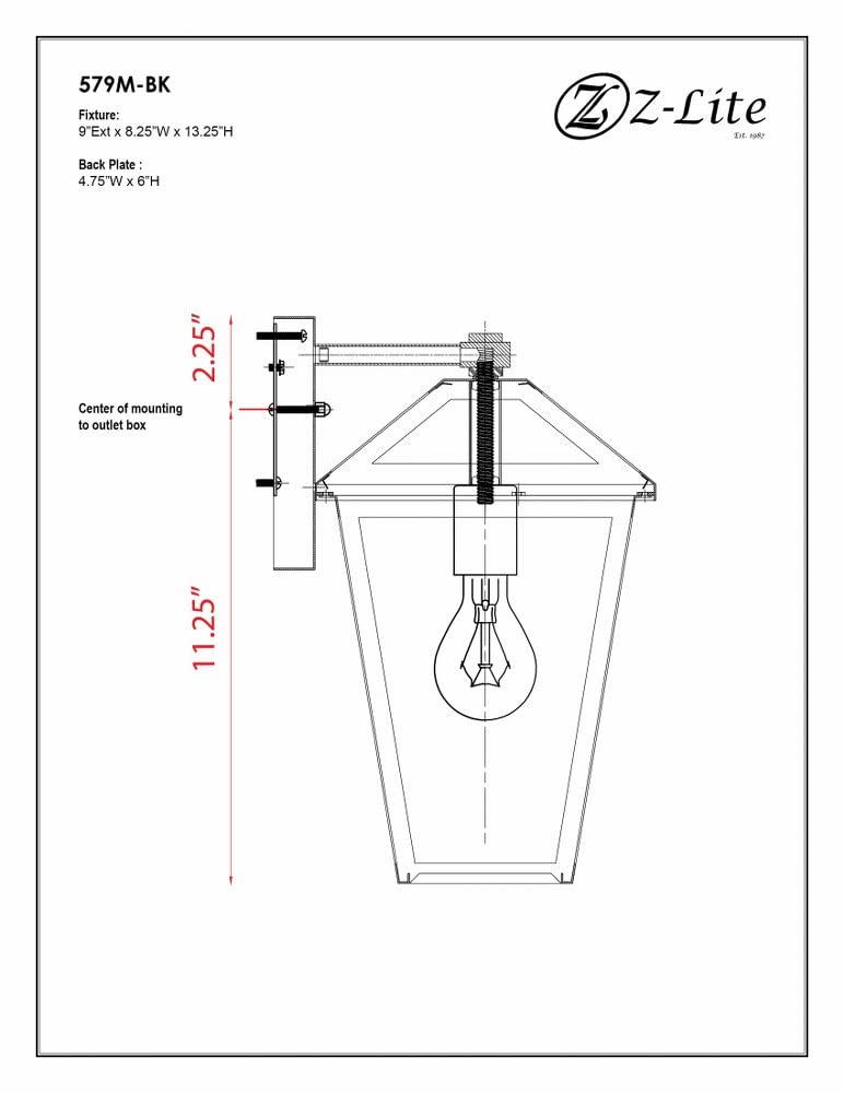 Z-Lite 579M-ORB 1-Light Outdoor Wall Sconce - Oil Rubbed Bronze Finish - Weatherproof Exterior Lighting for Porch, Patio & Entryway