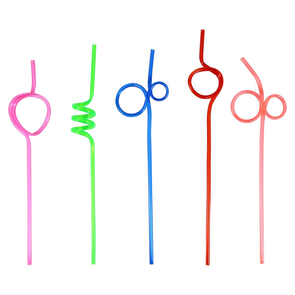 10pcs Colorful PVC Drinking Straws - Fun Crazy Curly Loop Plastic Straws for Birthday Parties, Baby Showers & Summer Drinks - Reusable & Eco-Friendly Party Supplies