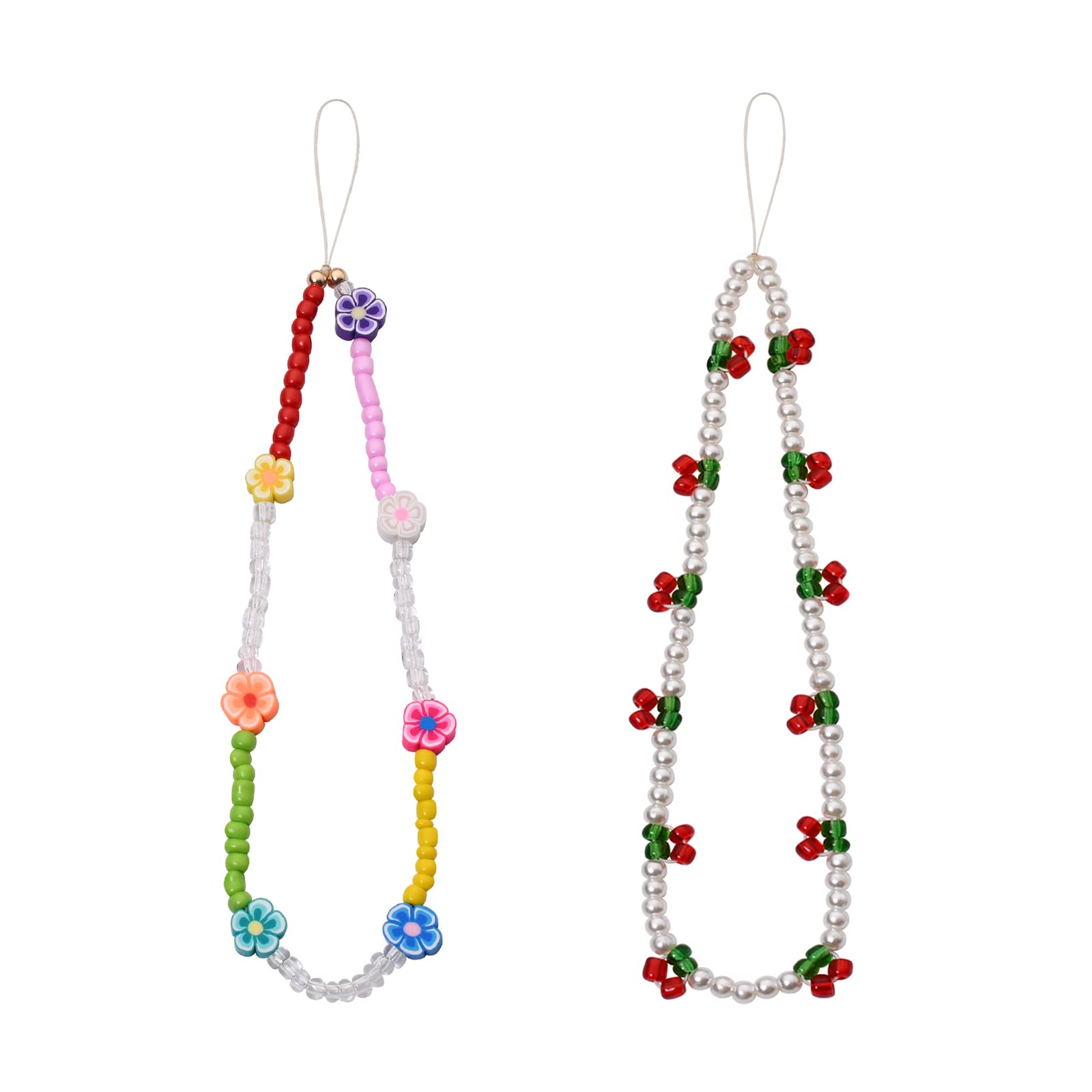 TUCAI 3-Piece Beaded Phone Lanyard Wristband - Handmade Smiley Beaded Phone Charm with Shell Letter Design for Women & Girls | Perfect for Phone Security at Concerts, Shopping & Travel