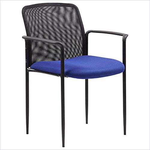 Scranton & Co Blue Mesh Fabric Upholstered Stackable Guest Chair - Comfortable Office Seating for Conference Rooms, Waiting Areas & Home Offices
