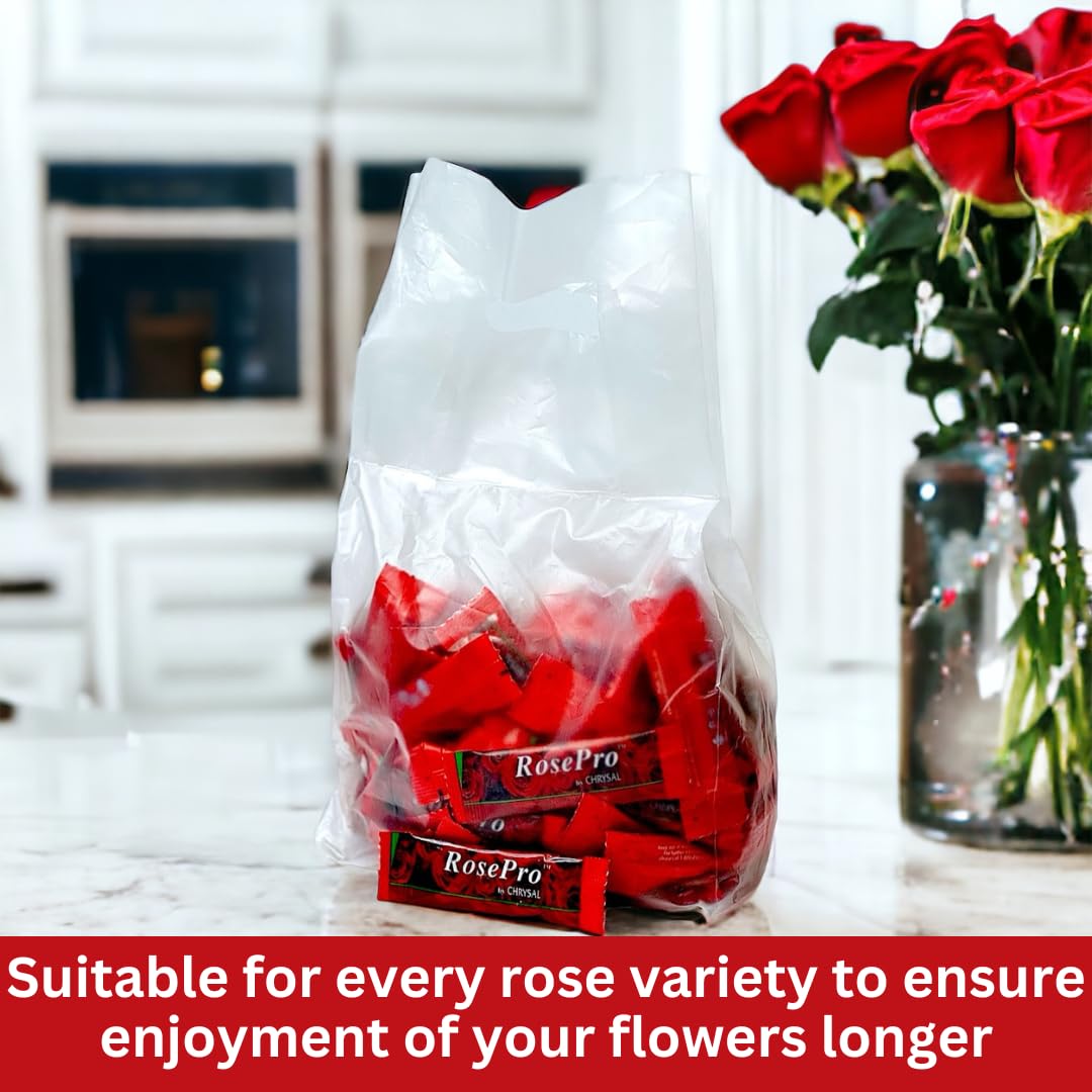 Chrysal RosePro Rose Food — 75 Liquid Packets x 1 Qt — Extend Vase Life for Roses & Fresh Flowers — Florist Supplies for Bouquets, Wedding Centerpieces & Home Flower Arrangements