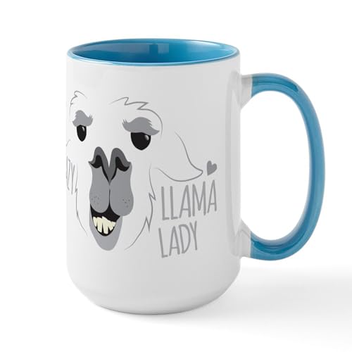 White/Blue Inside - Crazy Llama Lady Mugs