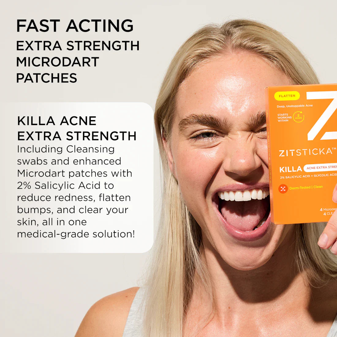 Killa Acne Extra Strength Microdart Patches - ZitSticka Acne Treatment for Face & Body - Fast-Acting Pimple Patches for Overnight Spot Treatment (60 Count) | Perfect for Travel, Gym & Daily Skincare Routine