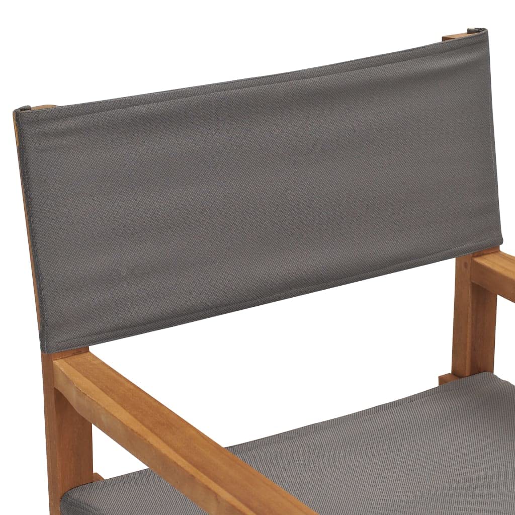 Solid Teak Wood Folding Director's Chair - Gray Outdoor Patio Furniture for Garden, Lawn, Deck, Terrace & Backyard | Perfect for Relaxing, Camping & Picnics