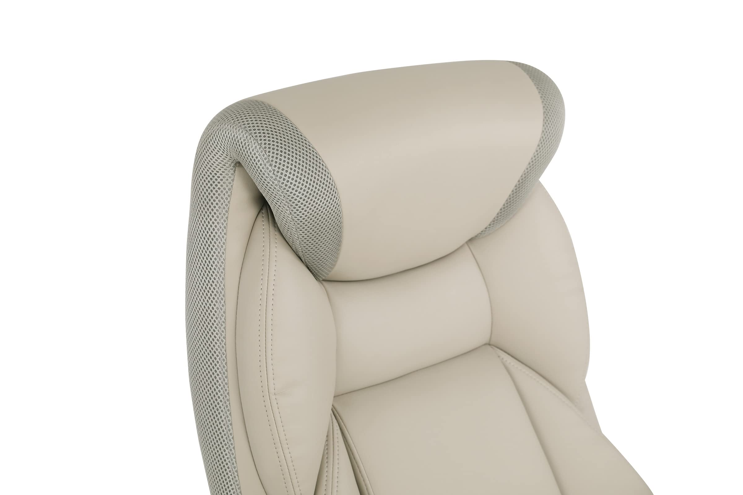 Office Star ECH Series Executive Bonded Leather Office Chair with Lumbar Support & Adjustable Arms - Taupe with Cocoa Base | Ergonomic Desk Chair for Home Office, Gaming & Workspace Comfort
