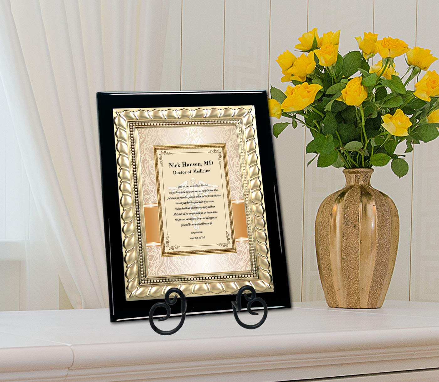 Personalized Engraved Desk Plaque - Unique Graduation Gift for Medical School Graduates, New Doctors & Future Physicians - Caduceus Design - Perfect for Office Decor, Study Desk & Professional Milestone Celebrations