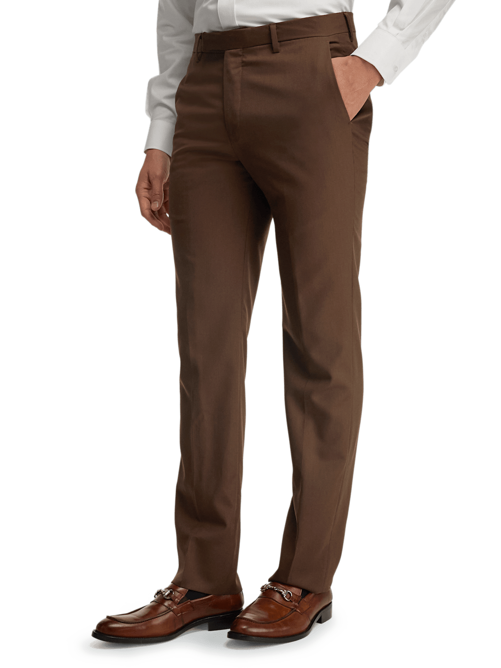 Premium Wool Gabardine Dress Pants for Men - Classic Brown Office Trousers | Comfortable Business Attire for Work, Meetings & Formal Occasions